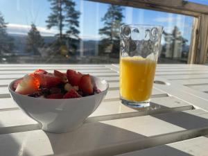 Ski-in, ski-out med milsvid utsikt och bastu