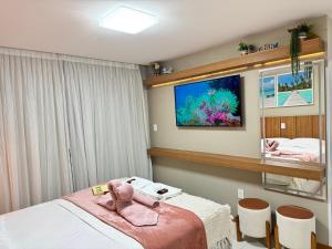 Magnífico APARTAMENTO de Charme - 3 quartos AR CONDICIONADOS SPLIT - Beira Mar, 2 banheiros, 2 Vagas Garagem, 4 Varandas, 2 Elevadores, Redes para Descanso, Wi-Fi, Air Fryer, Disney Plus, HBO Max, Guarda Sol, Cadeiras de Praia e Caixa Térmica