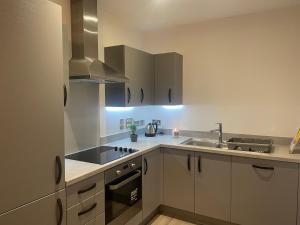 Modern top floor 1 bedroom apartment with balcony & sky views