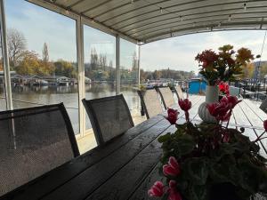 Large barge, unique and atypical, parking