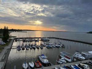 Hausboot im Hafen in Ribnitz-Damgarten