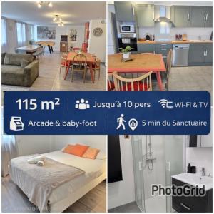 Larcade Grand appart 10 pers-400m du sanctuaire 3 chambres 2 SDB arcade baby foot