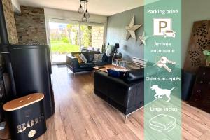 Maison familiale 3 chambres - Jardin clos BBQ linge inclus - Entre Caen & la Mer - Parking - arrivée autonome - professionnels bienvenus