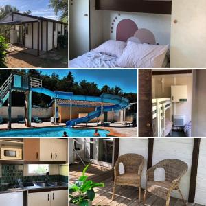 Chalet familial style Bali dans camping avec piscine