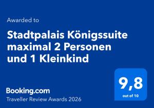 Stadtpalais Königssuite maximal 2 Personen und 1 Kleinkind