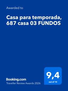 Casa para temporada, 687 casa 03 FUNDOS