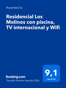 Residencial Los Molinos con piscina, TV internacional y Wifi