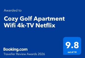 Cozy Golf Apartment Wifi 4k-TV Netflix