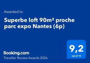 Superbe loft 90m² proche parc expo Nantes (6p)