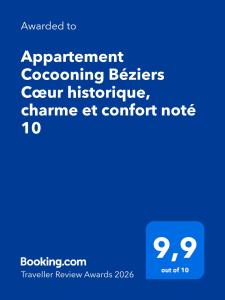 Appartement Cocooning Béziers Cœur historique, charme et confort noté 10
