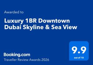 Luxury 1BR Downtown Dubai Skyline & Sea View