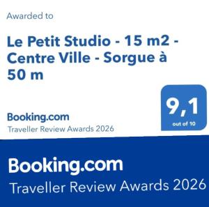 Le Petit Studio - 15 m2 - Centre Ville - Sorgue à 50 m