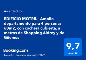 EDIFICIO MOTRIL - Amplio departamento para 4 personas 60m2, con cochera cubierta, a metros de Shopping Aldrey y de Güemes