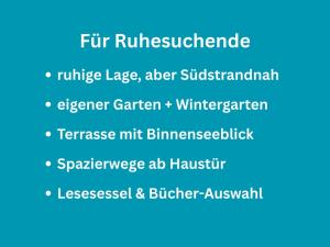 Huus Binnensee - Erdgeschoss-Wohnung mit Garten & Seeblick - Wintergarten & Terrasse - hundefreundlich - ruhige Lage - Südstrand 5 Min mit Rad
