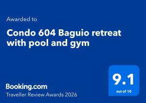 Condo 604 Baguio retreat with pool and gym