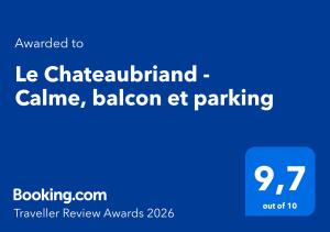 Le Chateaubriand - Calme, balcon et parking