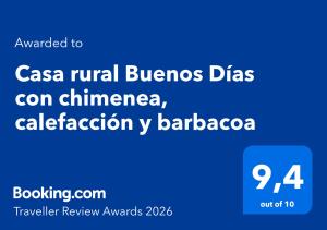 Casa rural Buenos Días con chimenea, calefacción y barbacoa