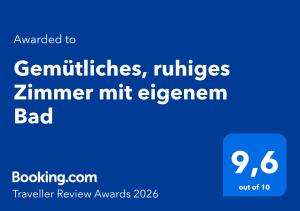 Gemütliches, ruhiges Zimmer mit eigenem Bad