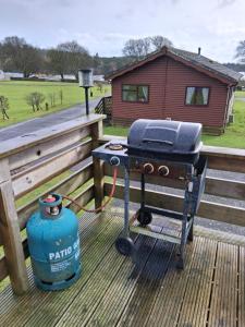 Redwood lodge with luxury hot tub at Three lochs holiday park