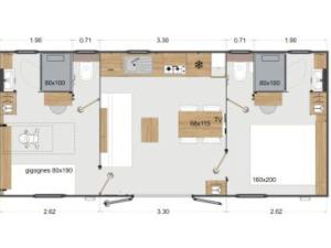 Mobil home 4 pers - 2 chambres - Terrasse - API-1-52-648