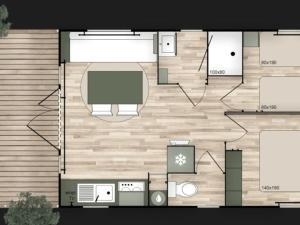 Mobil home 2 chambres avec terrasse - API-1-52-1265