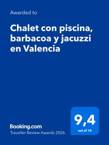 Chalet con piscina, barbacoa y jacuzzi en Valencia
