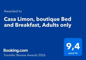 Casa Limon, boutique Bed and Breakfast, Adults only