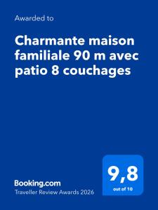 Charmante maison familiale 90 m avec patio 8 couchages