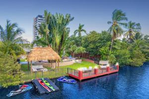 Waterfront Jungle House Firepit Sunset and more