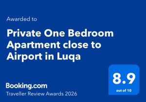 Private One Bedroom Apartment close to Airport in Luqa