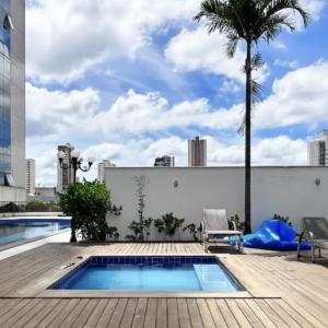 Santorini ótimo 2Q no Alto do Bueno! Piscina, Jacuzzi, Ar no quarto e na sala!