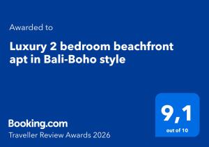 Luxury 2 bedroom beachfront apt in Bali-Boho style