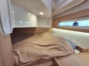 Luxury motor yacht with harbour view