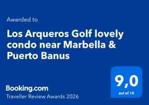Los Arqueros Golf lovely condo near Marbella & Puerto Banus