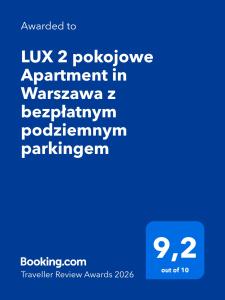 LUX 2 pokojowe Apartment in Warszawa z bezpłatnym podziemnym parkingem