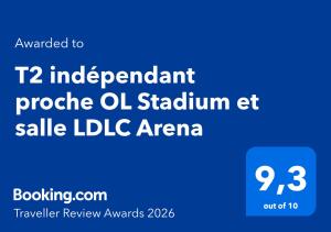 T2 indépendant proche OL Stadium et salle LDLC Arena