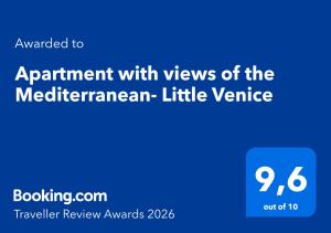 Apartment with views of the Mediterranean- Little Venice