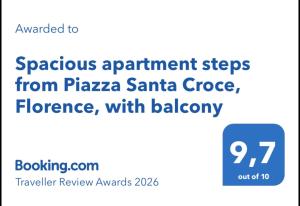 Spacious apartment steps from Piazza Santa Croce, Florence, with balcony