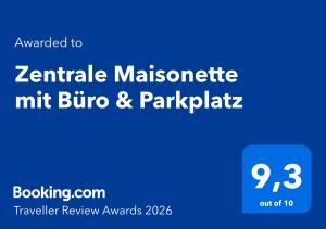 Zentrale Maisonette mit Büro & Parkplatz