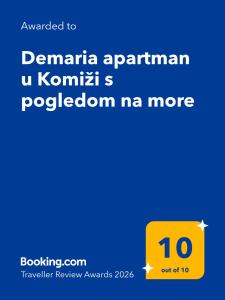 Demaria apartman u Komiži s pogledom na more
