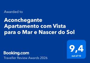 Aconchegante Apartamento com Vista para o Mar e Nascer do Sol
