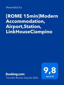 [ROME 15min]Modern Accommodation, Airport,Station,LinkHouseCiampino