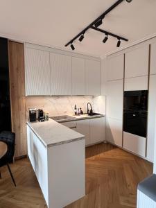 Modern city apartment with balcony and garage