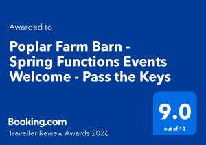Poplar Farm Barn - Spring Functions Events Welcome - Pass the Keys