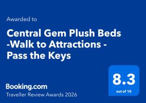 Central Gem Plush Beds -Walk to Attractions - Pass the Keys