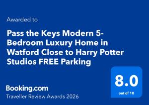 Pass the Keys Modern 5-Bedroom Luxury Home in Watford Close to Harry Potter Studios FREE Parking