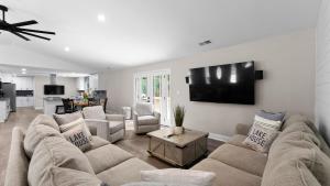 Lakefront Retreat with Private Dock Pool Game Room Sleeps 18