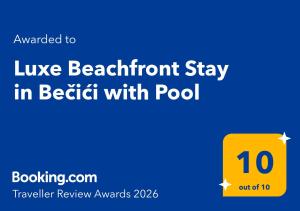 Luxe Beachfront Stay in Bečići with Pool