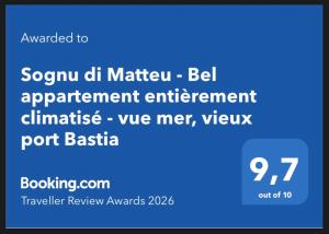 Sognu di Matteu - Bel appartement entièrement climatisé - vue mer, vieux port Bastia