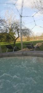 Clear Dome covered hot tub, bbq, firepit, projector